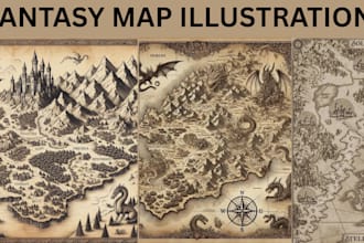 fantasy map illustration, dnd map, tolkien board games, vector site cartography