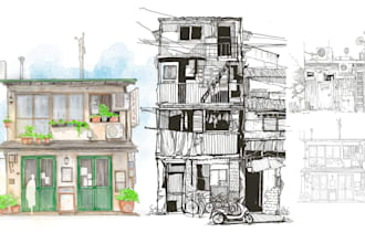 do architectural sketches interior and exterior