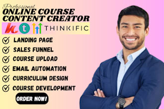 design an online course website on thinkific teachable kajabi membervault podia