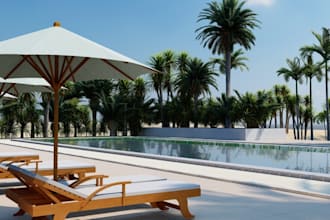 do backyard pool patio design landscape architect 3d architecture visualization