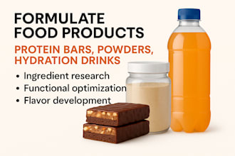 formulate food product, protein bars, powder, hydration drink, electrolyte drink