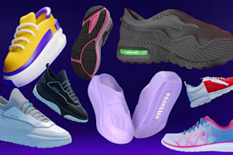design custom 3d shoe modelling 3d footwear sneakers, slippers, heels and boots
