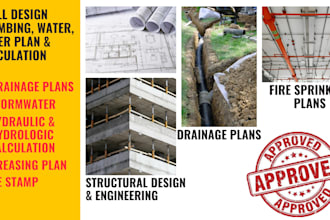 design water, sewer, stormwater, drainage, grease, fire sprinkler permit plans