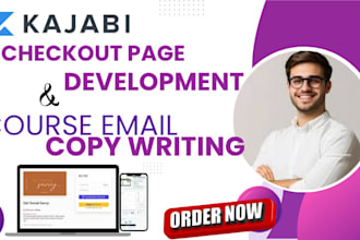 custom kajabi checkout page, kajabi landing page, course email copy writing
