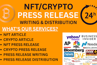nft pr crypto press release writing and distriution blockchain press release