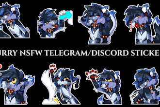 draw furry nsfw stickers fursona emoji furry ref sheet telegram discord stickers