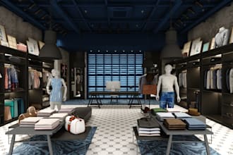 create realistic 3d interior rendering for your retail showroom,salon and office