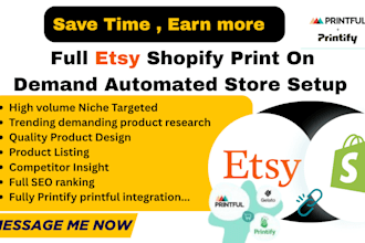 etsy shopify print on demand store printful printify wix squarespace design seo