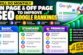 do monthly on page and off page SEO to improve google rankings
