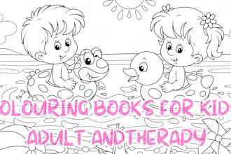 design a custom printable coloring book for kids, adults and therapy