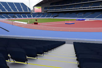 do 3d designs for field track, gaming arenas, boxing ring stadium