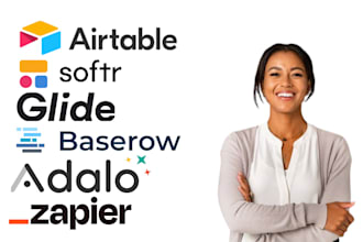 design airtable, baserow, softr, glide, adalo, client portal, zapier automation
