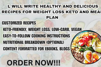write healthy and delicious recipes for weight loss keto and meal plan