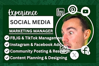 be your fb, ig social media marketing manager and design schedule post content