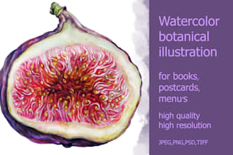 create a watercolor illustration of fruits, vegetables, or plants