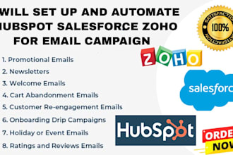 set up CRM automation and email campaigns in zoho hubspot salesforce