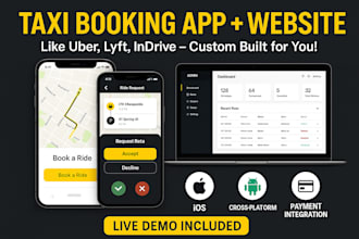 develop a taxi booking app, ride hailing app or taxi website with a free demo