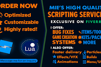 script anything for your roblox game as a roblox developer