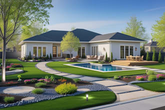 design landscape, home garden, pool, patio, garden landscape