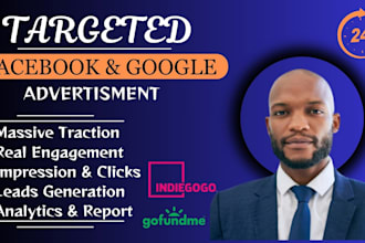 run facebook ads for kickstarter indiegogo gofundme fundraising crowdfunding
