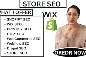 do SEO for wix shopify webflow ebay etsy printify drupal and woocommerce to rank
