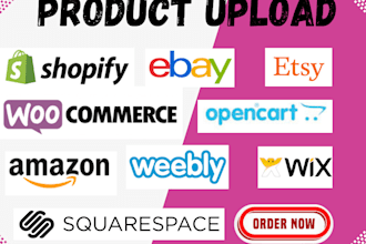 product upload via shopify squarespace woocommerce ebay etsy amazon opencart