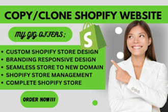design and develop custom shopify website, shopify clone, bug fix, liquid coding