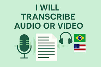 transcribe audio or video in portuguese and english