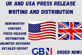 write and distribute an impressive press release to USA, UK top media sites PR