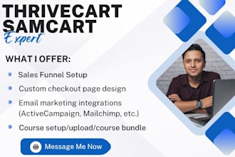 setup your thrivecart or samcart checkout and funnel system