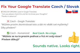 fix your google translate czech to sound natural and fluent