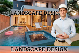design landscape, pool, patio and garden as an architect