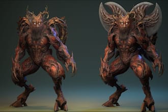 unity 3d forest creature,ue5 gothic model,3d golem ,vrml character,blender fbx