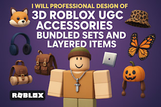 professional design of 3d roblox ugc accessories bundled sets and layered items