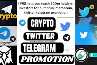 reach 500m holders, investors for pumpfun, memecoin, twitter, telegram promotion