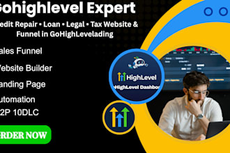 build go high level credit repair loan legal financial tax consultation website