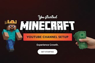 create, design, setup minecraft youtube channel, logo channel for minecraft