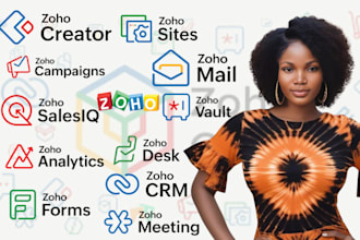 setup  zoho CRM, creator people recruit books desk zoho forms inventory salesiq