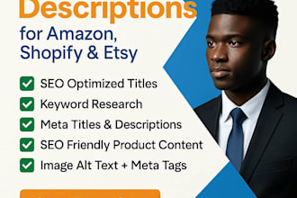 write seo optimized product description for amazon shopify etsy ebay for ranking