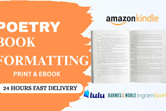 do poetry book formatting, layout design, and typesetting