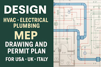 design hvac electrical plumbing mep drawing and permit plan for USA UK italy