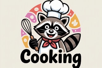 design high quality animai cooking mascot logo with free source file