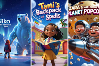 design 2d 3d children story illustrations, 3d children picture book design