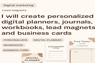 design custom digital planners, journals, workbooks, lead magnets, business card