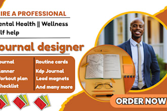 design custom journal, workout plan, workbook, planner, package design, cards