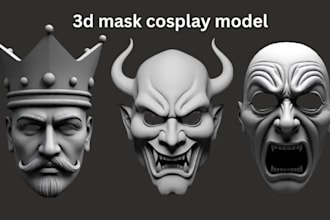 sculpt 3d cosplay model, 3d mask, 3d helmet, 3d armor, stl file for 3d printing