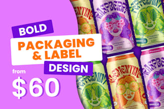 do a custom, vibrant, playful, fun packaging or label design for your product