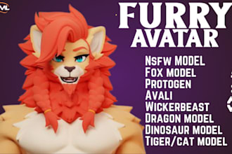 create 3d vrchat avatar 3d furry model nsfw furry vtuber model