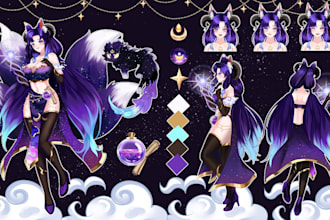 draw anime vtuber model reference sheet vtuber commission avatar oc ref sheet