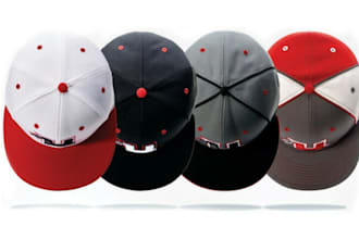 design a premium cloth hat and cap tech pack, beanie, flat sketch with 3d mockup